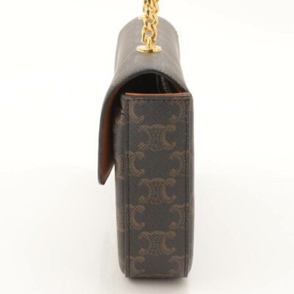 Celine Matsuzakaya Triomphe Canvas Chain Shoulder Bag Brown - Picture 3 of 9